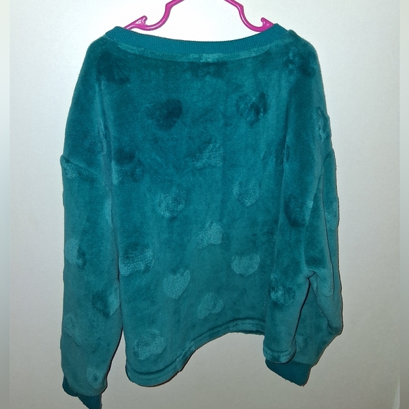 George Teal Heart Pattern Kids Sweater - Picture 2 of 3